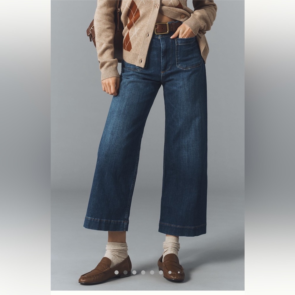 Anthropologie Maeve The Colette Crop Wide-Leg Jeans 28 Sz 6